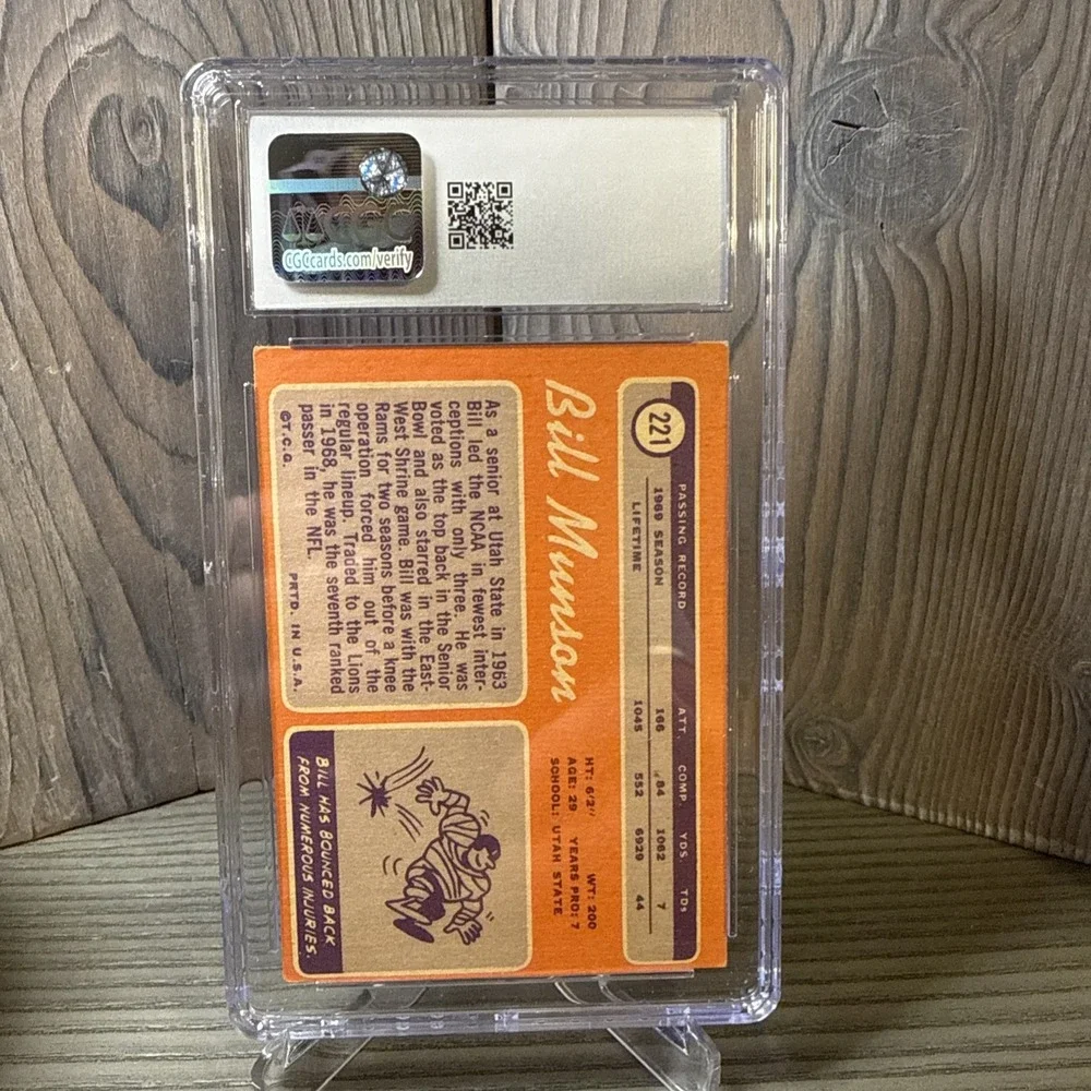 1970 Topps #221 Bill Munson Lions CGC 3‎